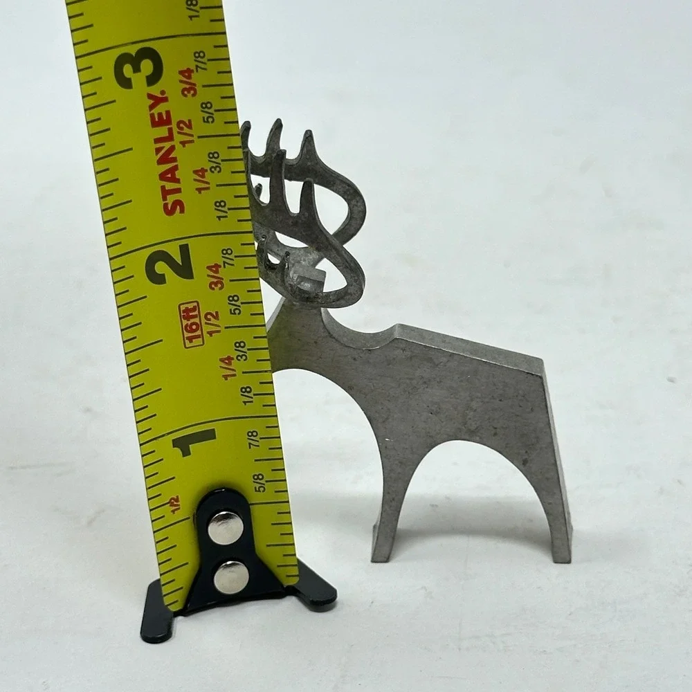 Vintage Brutalist Metal Reindeer Figurines Set 3 Silver Mid Century Modern MCM